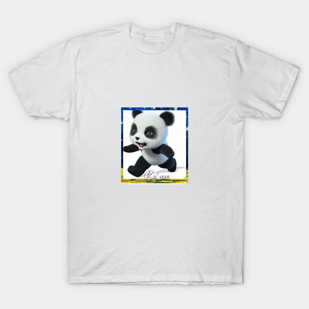 Do You Believe? Digital Art Happy Baby Panda Bear T-Shirt by Karen Ankh Custom T-Shirts & Accessories